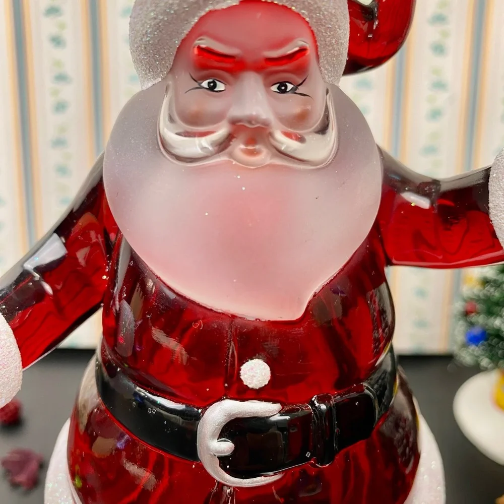 Santa Claus Candle Holder,‎ glass and ceramic, vintage, deco, Christmas, gift